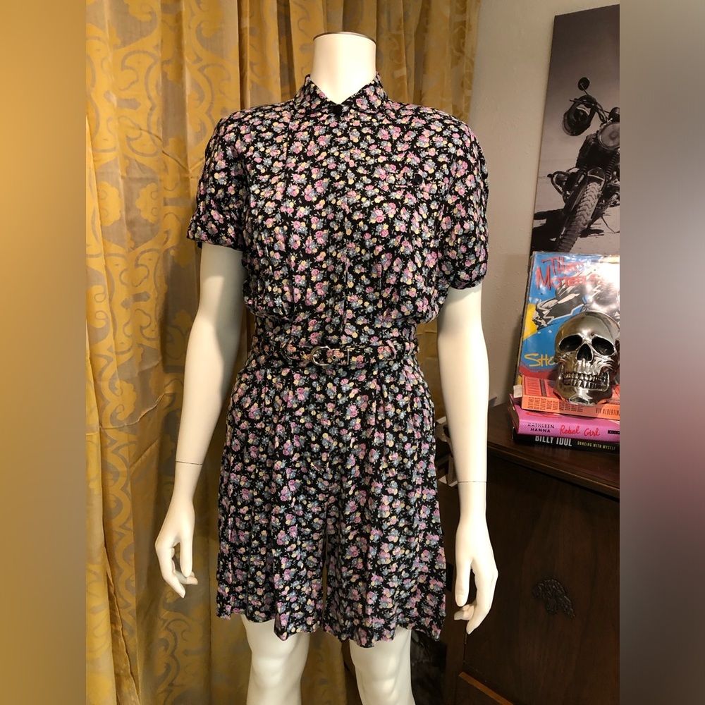 Vintage Rampage Floral Belted Romper Festival Season